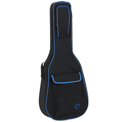 Funda Guitarra Acustica 20mm Pe 47 Mochila con Logo Ortola Negro y Turquesa