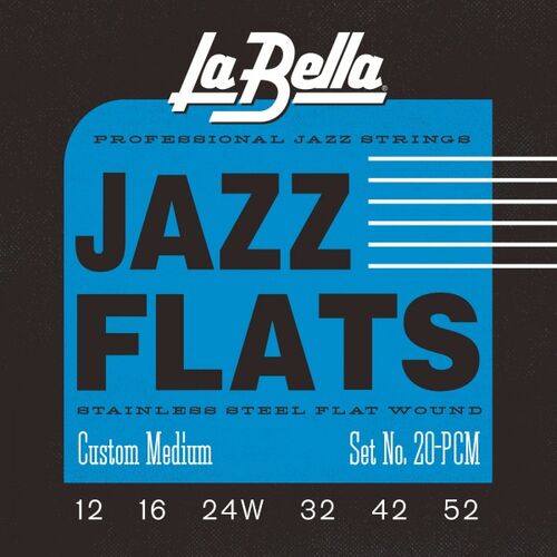 Juego de Cuerdas La Bella Jazz Flats para Guitarra Elctrica Custom Light 12-52