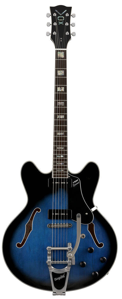 Vox Guitarra de Cuerpo Semi-Hueco Bobcat V90 Bigsby Blue Burst