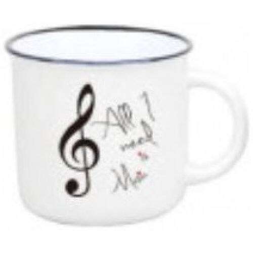 Taza Mug 350 ml. Agifty M-7014 Blanca Clave de Sol Negra