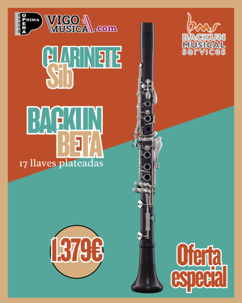Clarinete Backun Beta 17 Llaves Plateadas Madera Granadilla Sib