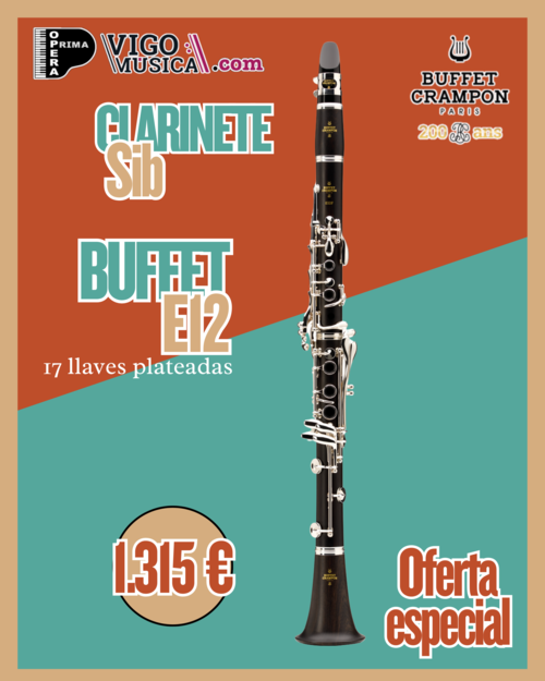 Clarinete Buffet E12F 17 Llaves Plata BC2512F-2-0GB Sib