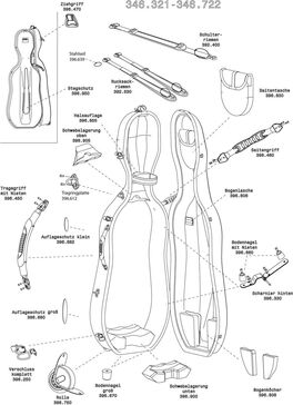 Recambio Estuche Cello Idea Evolution Rolly Brillante Asa para tirar GEWA Made in Germany