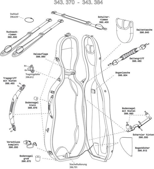 Recambio Estuche Cello Idea Carbono 2.9 apoyo mástil (especificar color) GEWA Made in Germany