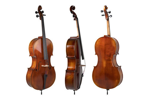 Cello Allegro Antique 4/4 Montado para transporte Incluye funda Arco de Massaranduba y cuerdas Larsen Aurora Gewa