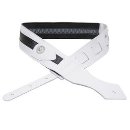 Correa Guitarra o Bajo BG Premium Duo Cuero Blanco y Negro Cocodrilo GLD180X