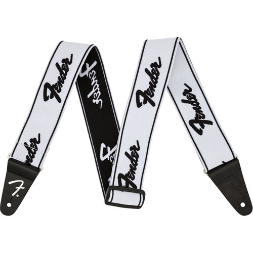Correa Fender 0642-075 Weighless Running Logo Blanca/Negra 2