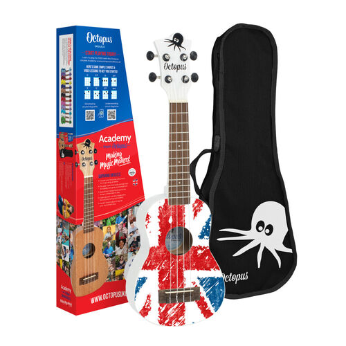 Ukelele Octopus Soprano UK-200UJW Union Jack Blanca