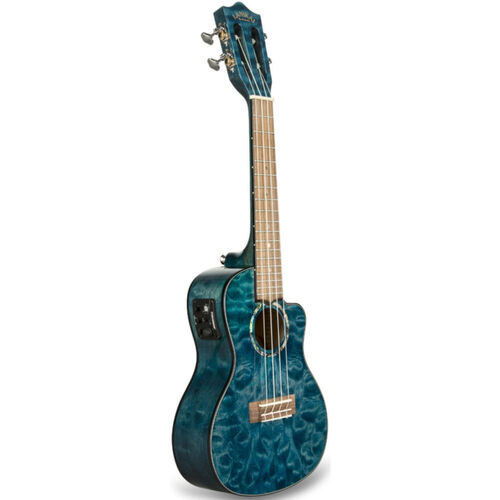 Ukelele Tenor Lanikai QM-BLCET Quilted Maple Electrificado Blue Ukelele Tenor Lanikai QM-BLCET Quilted Maple Electrificado Blue