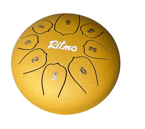 Mini Tongue Drum de 6" 8 Notas Lotus Display Dorado