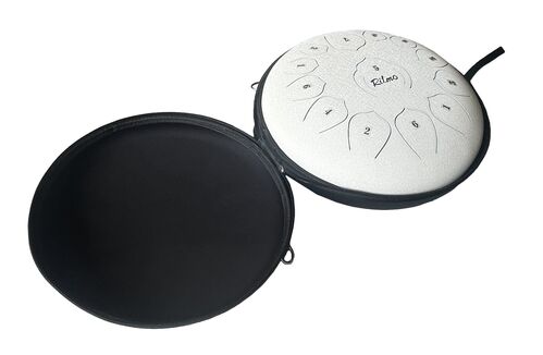 Mini Tongue Drum de 12" 13 Notas Upgraded Premium Lotus Serie Blanco