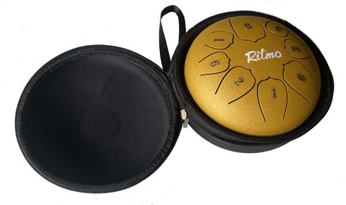 Mini Tongue Drum de 6" 8 Notas Lotus Display Dorado