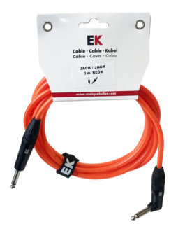 Cable Ek Audio Jack-Jack Acodado Neón Naranja Fluorescente 3m