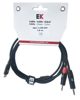 Cable Ek Audio Usb-C Minijack Macho  X 2 Mono 1,8 M