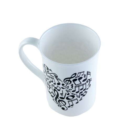 Taza porcelana corazón notas musicales