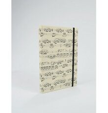 Libreta A5 Crema Partitura Negro con Gom