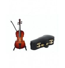 Miniatura Cello con Arco Soporte y Estuche