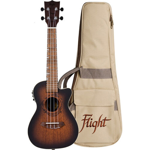 Ukelele Concert Flight DUC-380CEQ Gemstone Electroacustico Amber