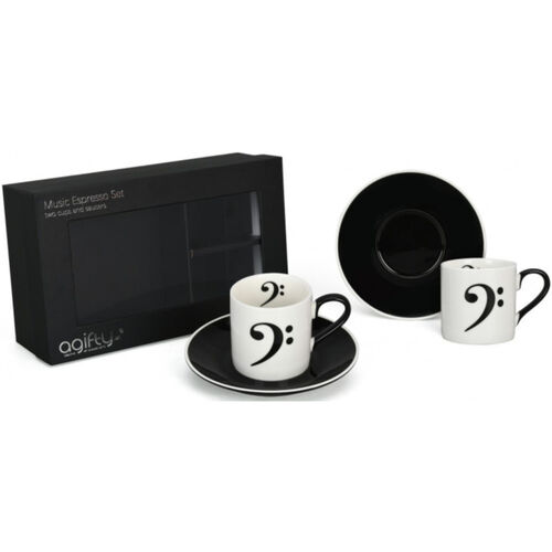 Pack 2 Tazas Espresso Con Plato Agifty M-7022 Clave de Fa