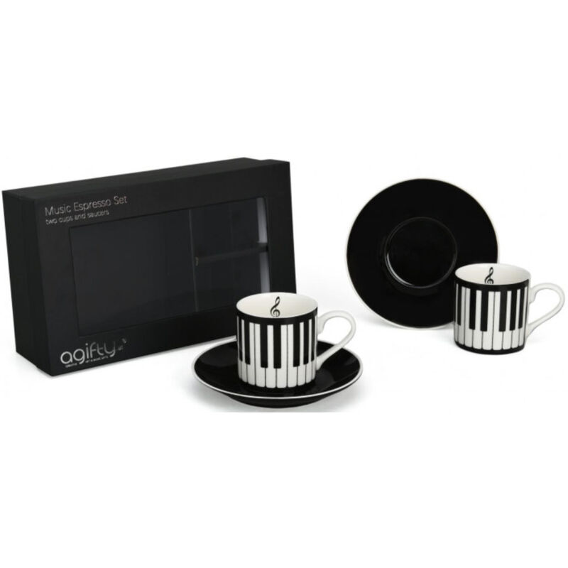 Pack 2 Tazas Espresso Con Plato Agifty M-7019 Teclado